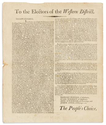 (NEW YORK.) Pair of broadsides from western New York political contests.
